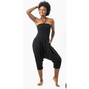 Buddha Pants Key West Convertible Romper Black Size M (Could Fit L) Cotton Harem